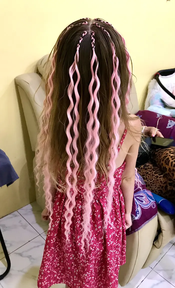 Pink Curly Braids