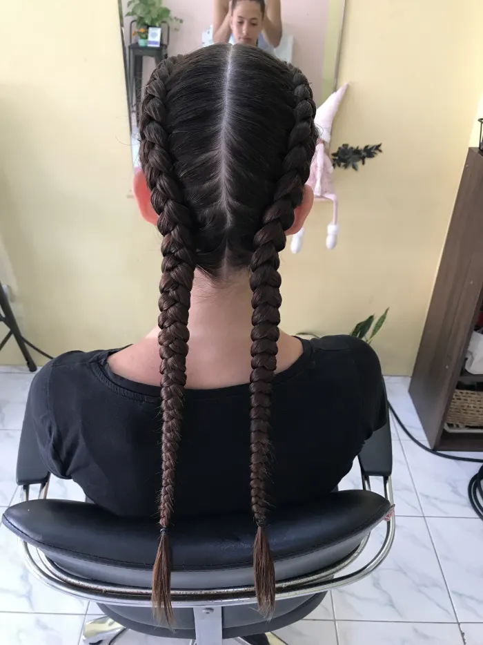 Girls Double Dutch Braids (natural hair)