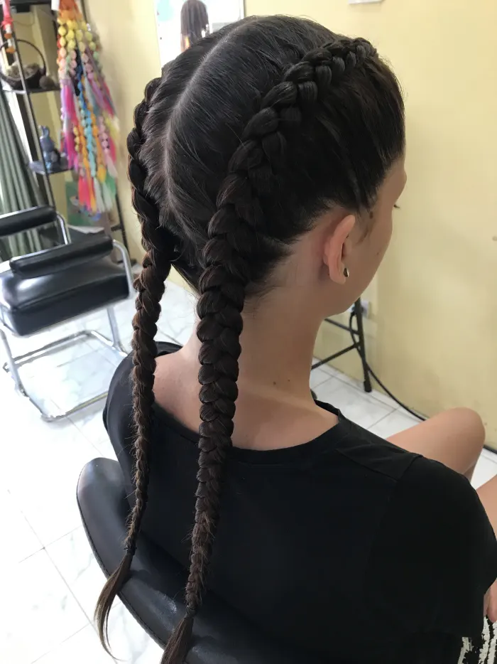 Girls Double Dutch Braids (natural hair)